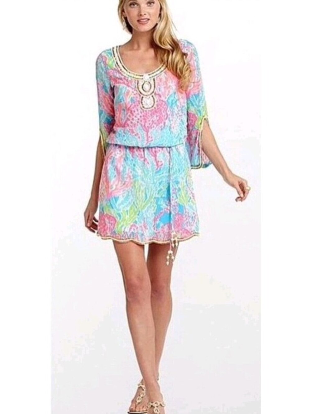 Lilly Pulitzer Small Delisa Dress Turquoise Let's Cha Cha NWT